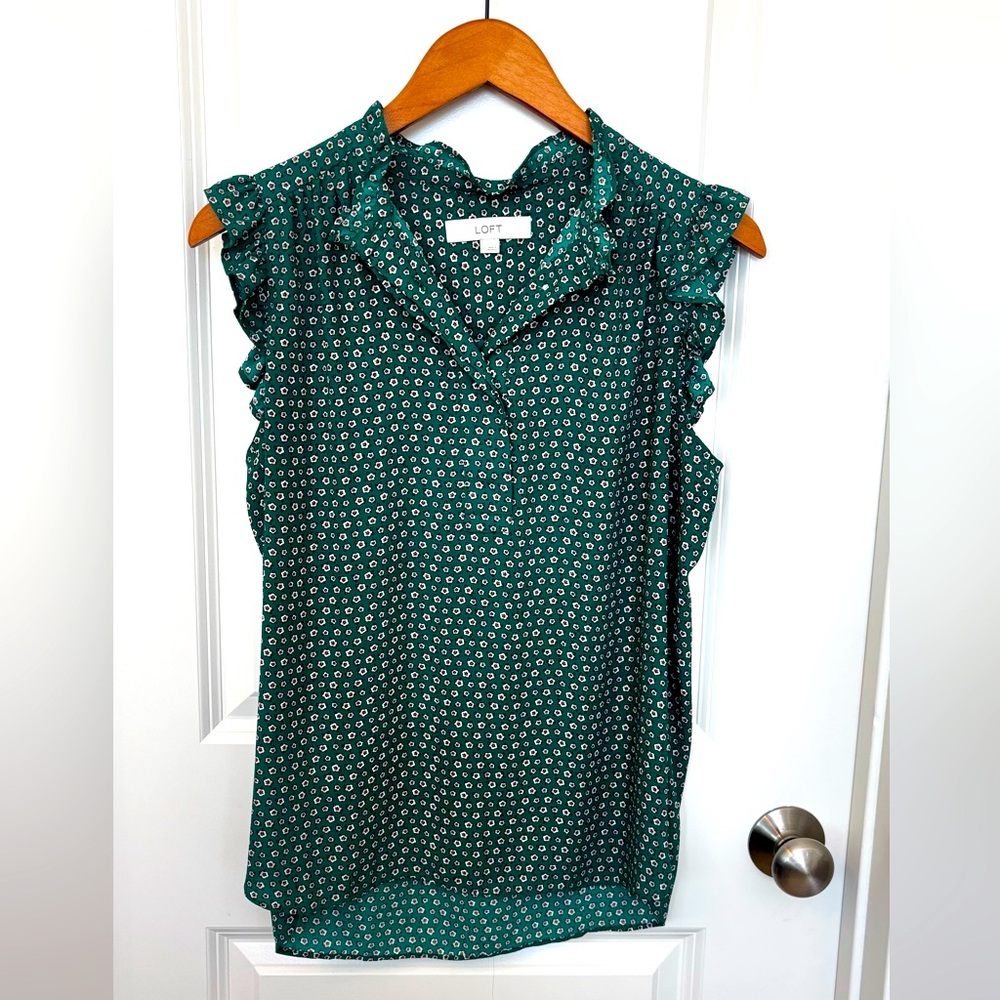 LOFT Green Patterned Blouse